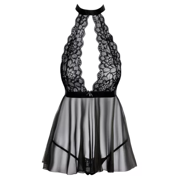 Kissable - babydoll s golierom - čipka - čierna - L/XL