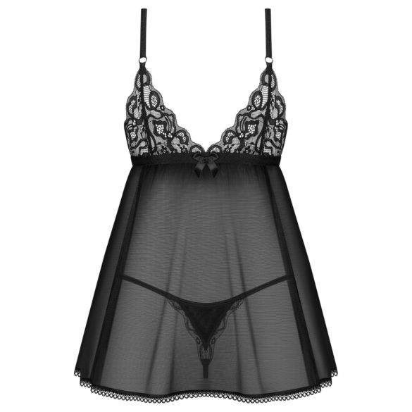 Obsessive - babydoll súprava - čipkovaná - čierna - M/L