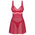 Obsessive Cupide Desir - zvodná čipková nočná košieľka (červená) - L/XL