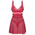 Obsessive Cupide Desir - zvodná čipková nočná košieľka (červená) - L/XL