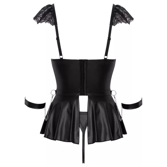 Cottelli Bondage - čipkované minišaty s putami (čierne) - M