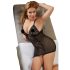 Cottelli Plus Size - čipkovaná priehľadná nočná košieľka (čierna) - 4XL