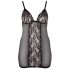 Cottelli Plus Size - čipkovaná priehľadná nočná košieľka (čierna) - 4XL