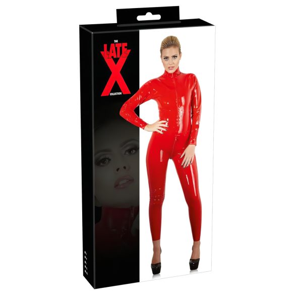 LATEX - dámsky overal s dlhým rukávom (červený) - L