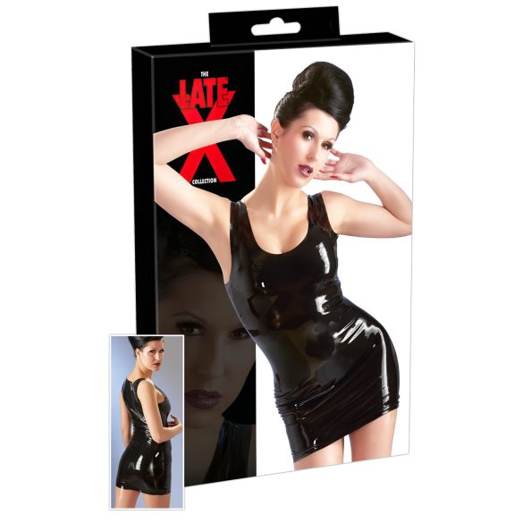 LATEX - bezrukávové minišaty (čierne) - L