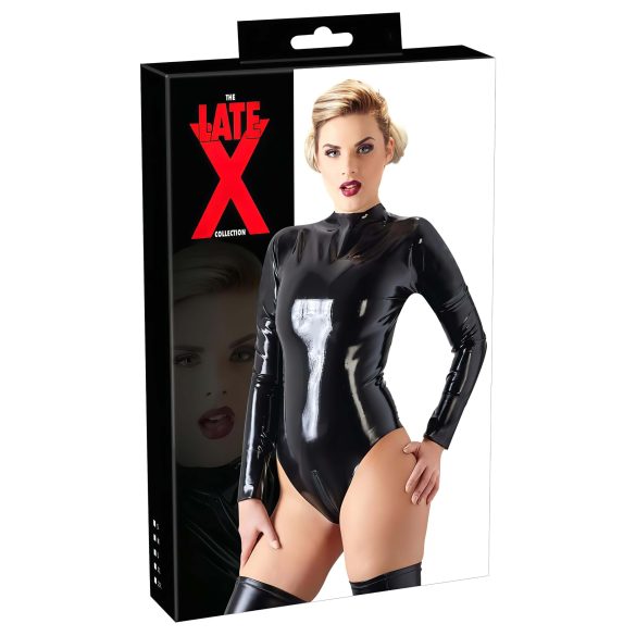 LATEX - dámske body s dlhými rukávmi (čierne) - 2XL