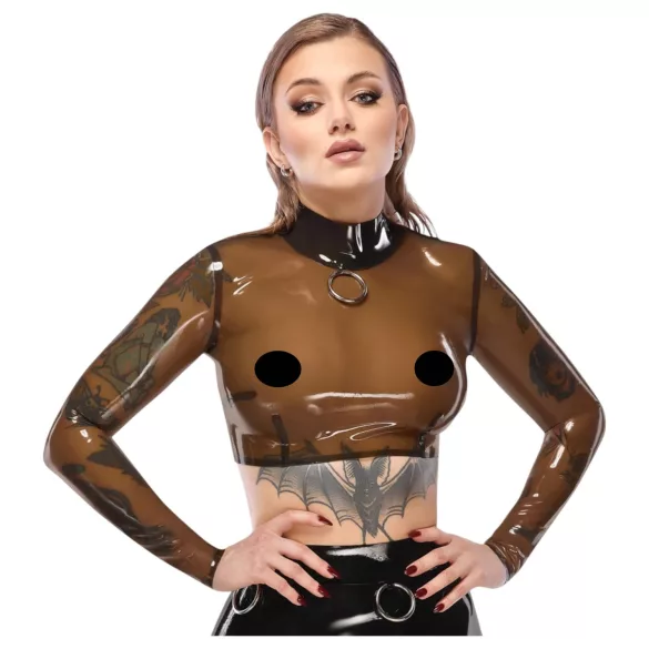 LATEX - latexový top - priehľadný - čierny - M