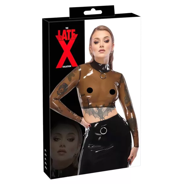 LATEX - latexový top - priehľadný - čierny - L