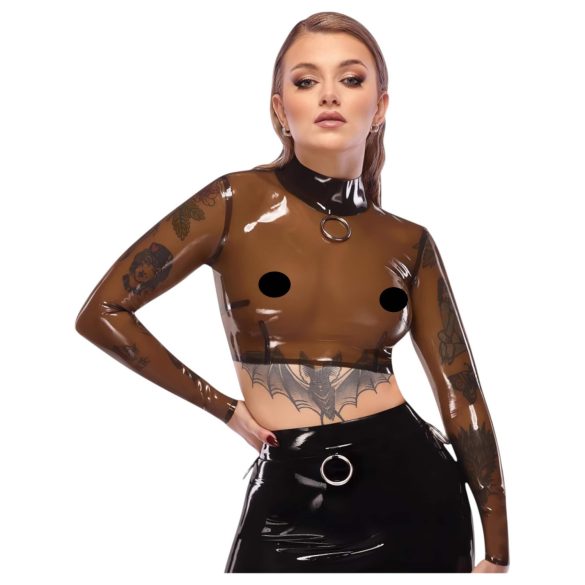 LATEX - priesvitný latexový top (priesvitno-čierny) - 2XL