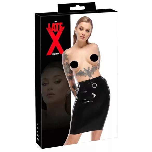 LATEX - latexová midi sukňa (čierna) - L