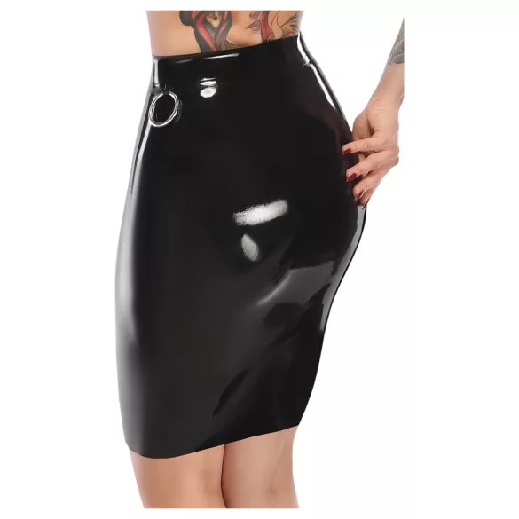 LATEX - latexová midi sukňa (čierna) - L