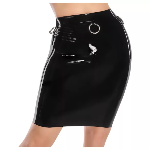 LATEX - latexová midi sukňa (čierna) - 2XL