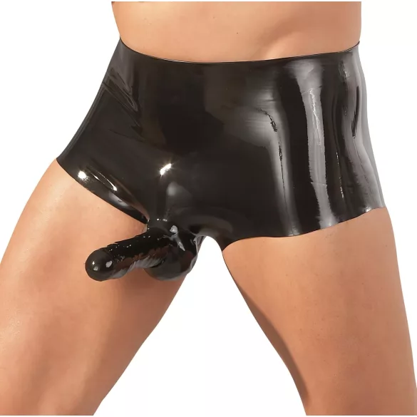 LATEX - boxerky s návlekom na penis - čierna