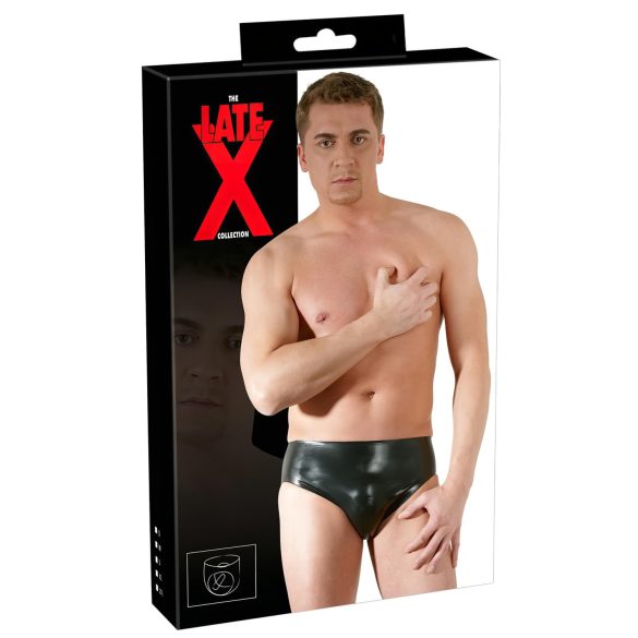 LATEX - pánske spodné prádlo s vnútorným análnym dildom (čierne) - M