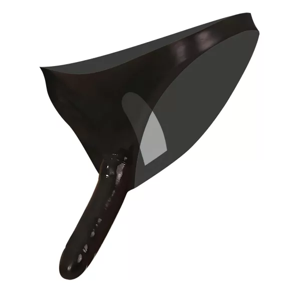 LATEX - latex nohavičky s dildom zvnútra aj zvonka - čierne S-L