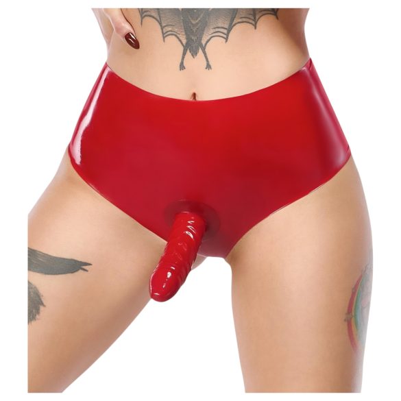 LATEX - realistické dildo so základňou (červené)