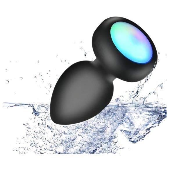 Mrow - análny vibrátor s diaľkovým ovládaním a svetlom - čierny