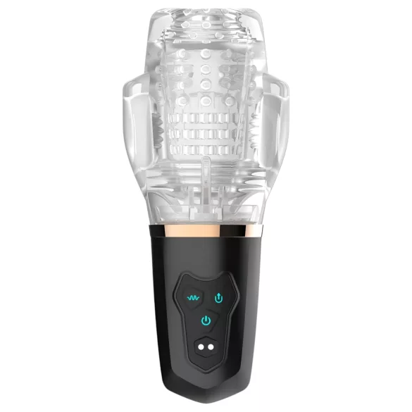 Funny Me Rocket Cup - masturbátor s vibráciou a saním - priehľadný/čierny