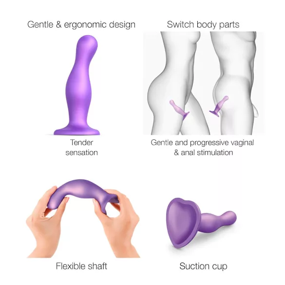 Strap-on-me Curvy S - vlnitý dildo s prísavkou (fialový)