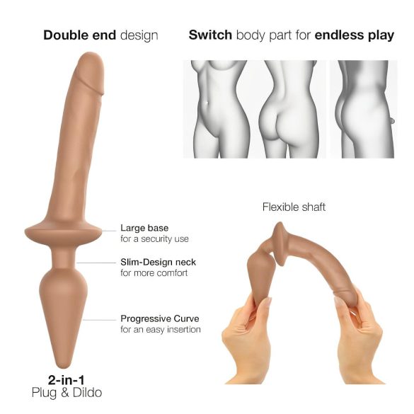 Strap-on-me Swith Realistic L - 2v1 silikónové dildo (prírodná farba)