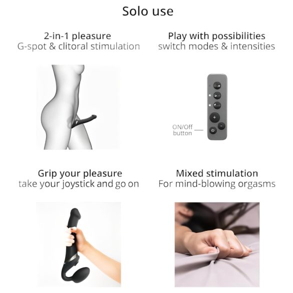 Strap-on-me - pripínací vibrátor s pulznými vlnami - čierny - veľkosť M