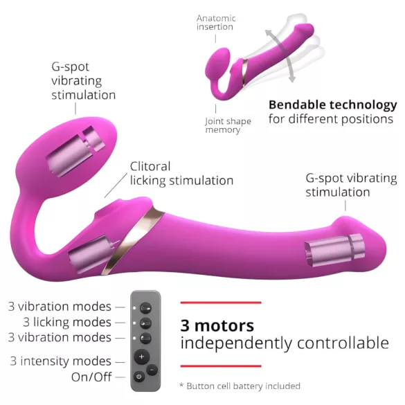 Strap-on-me M - pripínací, vzduchovými vlnami stimulujúci vibrátor (ružový)