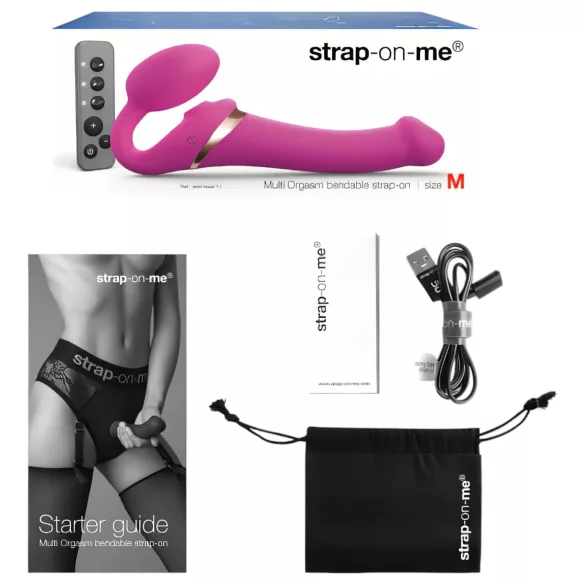 Strap-on-me M - pripínací, vzduchovými vlnami stimulujúci vibrátor (ružový)