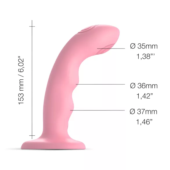 Strap-on-me M - vodotesný, pulzujúci G-bod vibrátor (ružový)