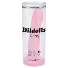 Dildolls Glitzy - prísavkový silikónový dildo (ružový)