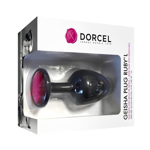 Dorcel Geisha Plug Ruby L - análny kolík s ružovým kameňom (čierny)