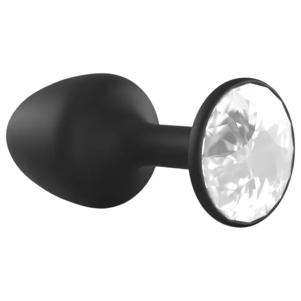 Dorcel Geisha Plug Diamond XL - čierny análny plug s bielymi kameňmi