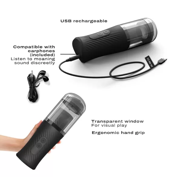 Dorcel Thrust Blow - automatický masturbátor - tlačidlový, čierny