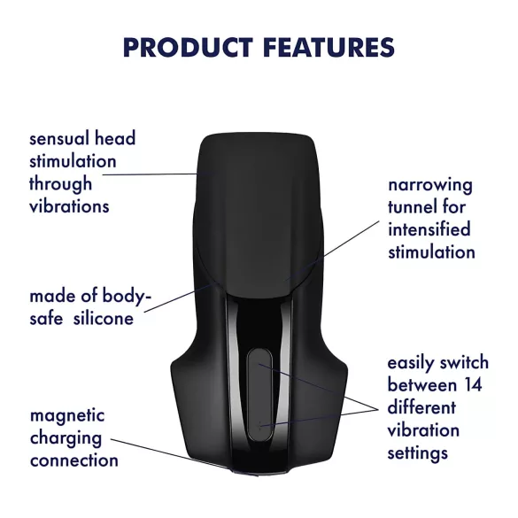 Satisfyer Men Vibration - vibračný masturbátor na penis - čierny, dobíjací
