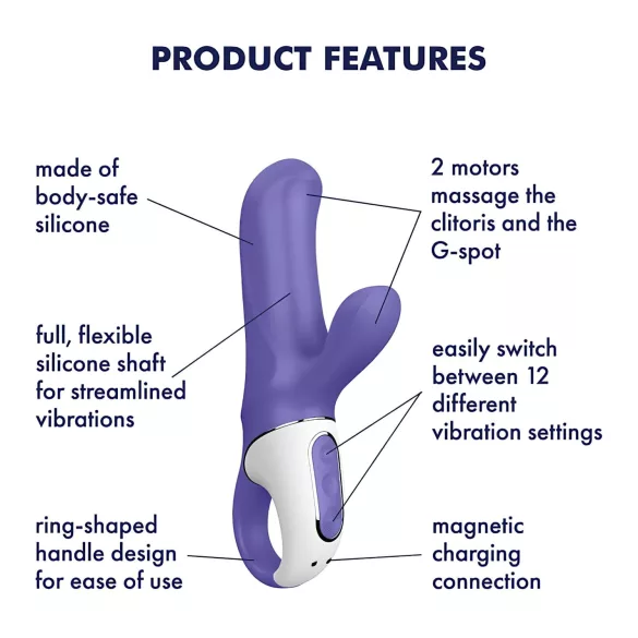 Satisfyer Magic Bunny - vodotesný vibrátor s ramienkom na klitoris (fialový)