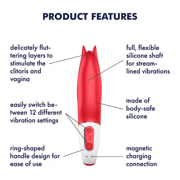 Satisfyer Power Flower - vibrátor na dobíjanie - vodotesný - červený