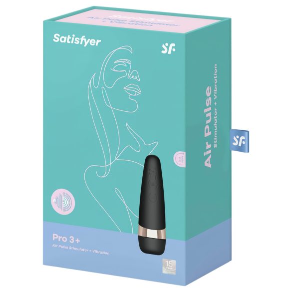 Satisfyer Pro 3+ - klitorálny stimulátor vibrátor - vodotesný, dobíjací, čierny