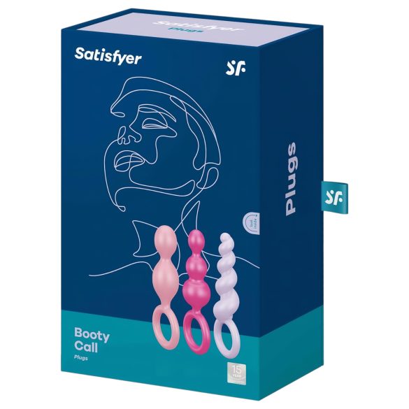 Satisfyer Booty Call - análny kolík set - farebný silikón 3 ks