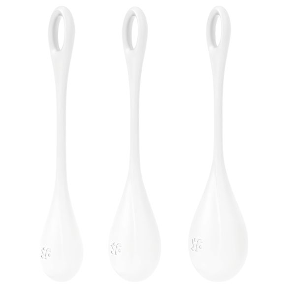 Satisfyer Yoni Power 1 - sada gejšských gulôčok - biela (3-dielna)