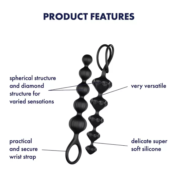 Satisfyer Love Beads - análne korálky set - čierne