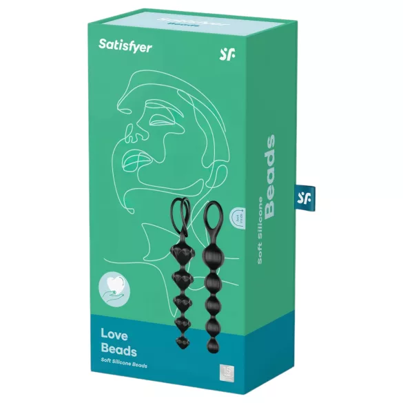 Satisfyer Love Beads - análne korálky set - čierne