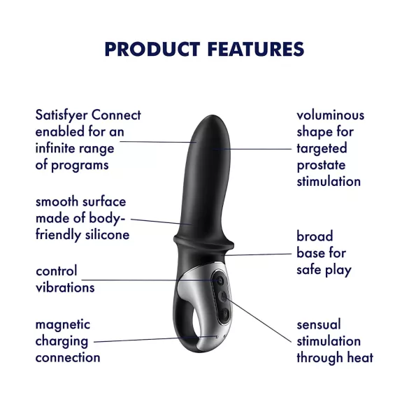 Satisfyer Hot Passion - aplikáciou ovládaný vyhrievací análny vibrátor (čierny)