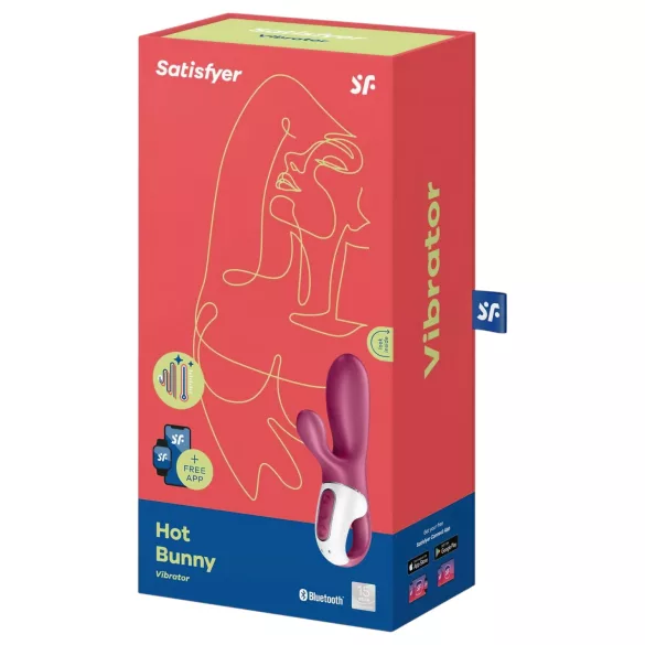 Satisfyer Hot Bunny - vibrátor s ohrievacou klitorálnou ramenou, ovládaný aplikáciou (červený)