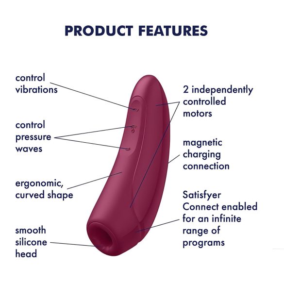 Satisfyer Curvy 1+ - vákuový stimulátor klitorisu - smart funkcia - červený