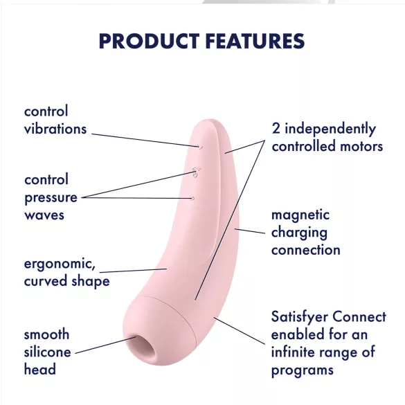 Satisfyer Curvy 2+ - stimulátor klitorisu s vlnkami - ružový
