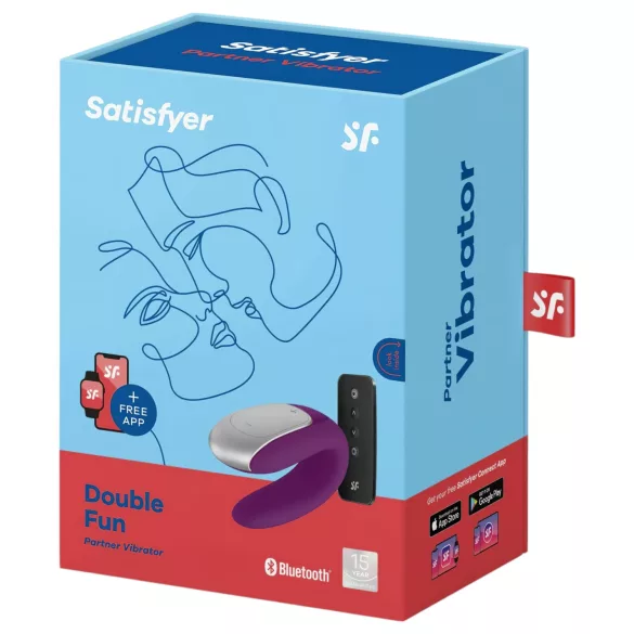 Satisfyer Double Fun - vibrátor pre páry ovládaný aplikáciou (fialový)