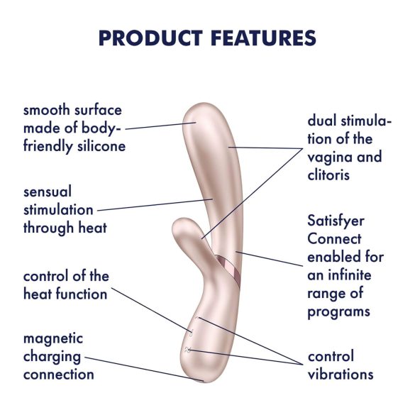 Satisfyer - vibrátor s vyhrievaním - ovládateľný cez aplikáciu - strieborný