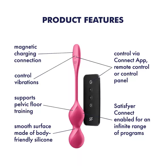 Satisfyer Love Birds 2 - vibračné venušine guličky ovládané aplikáciou (ružové)