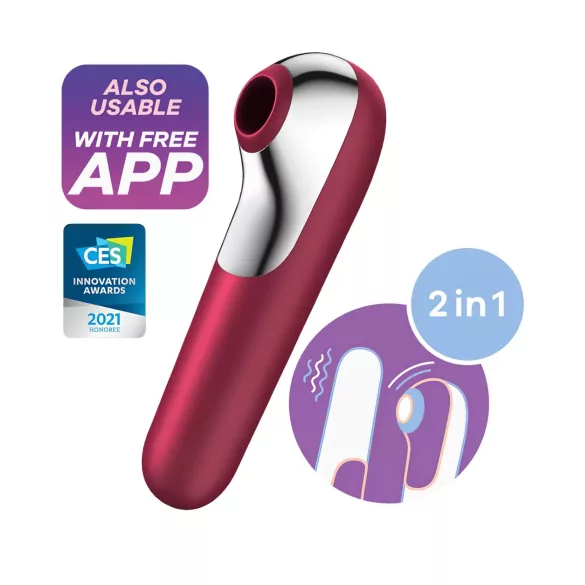 Satisfyer Dual Love - vibrátor na klitoris a vagínu - smart funkcie - červený