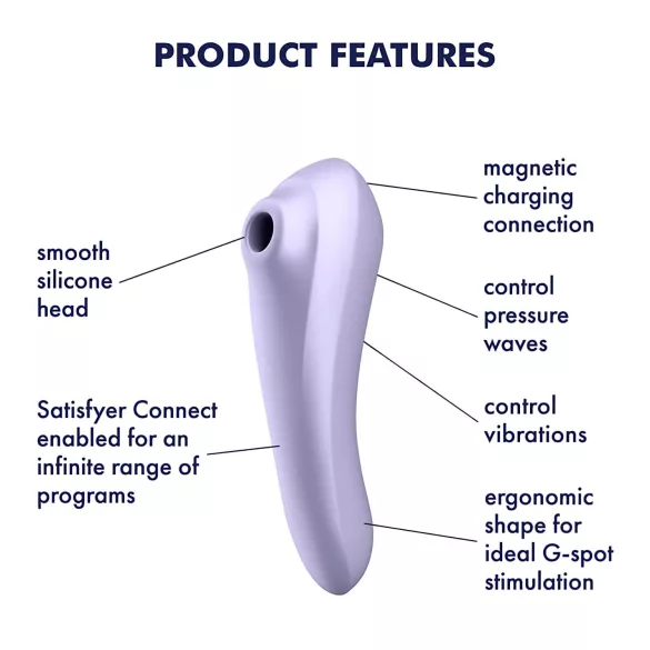 Satisfyer Dual Pleasure - vibrátor s tlakovými vlnami a vibráciou - fialový