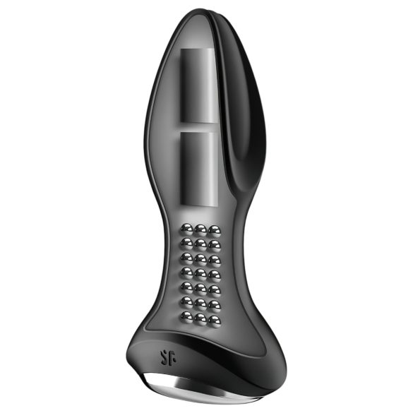 Satisfyer - análny vibrátor s rotáciou a perličkami - čierny